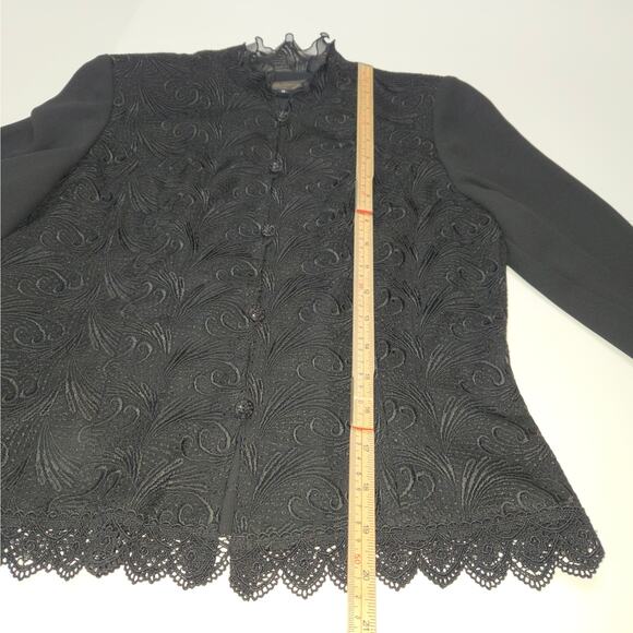 Julibone Womens Size 9 Blouse Black Neutral Career Embroidered Goth Whimsigoth - Picture 6 of 13